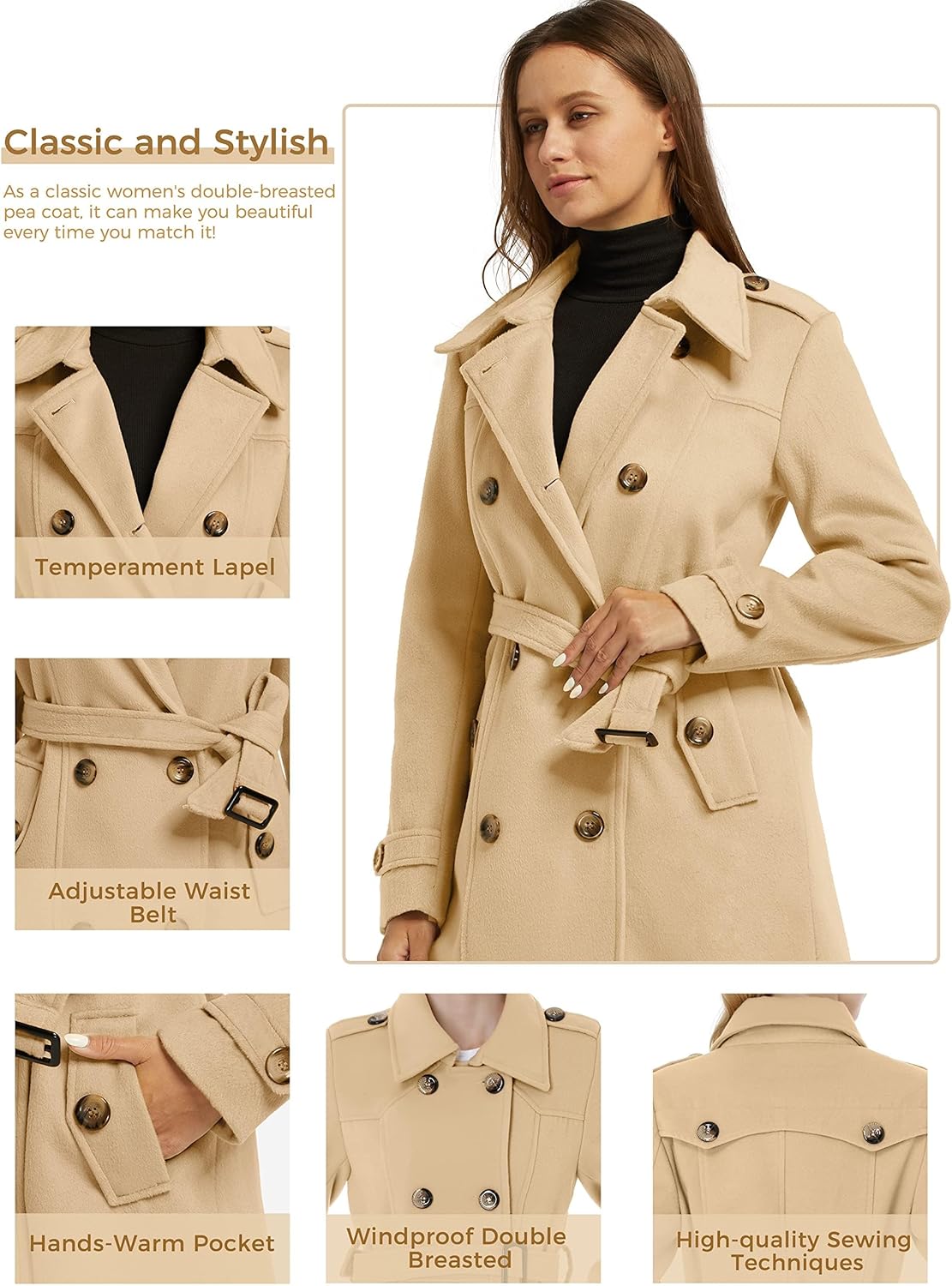 Abrigo Doble Botonadura Mujer Abrigo Doble Botonadura Mujer